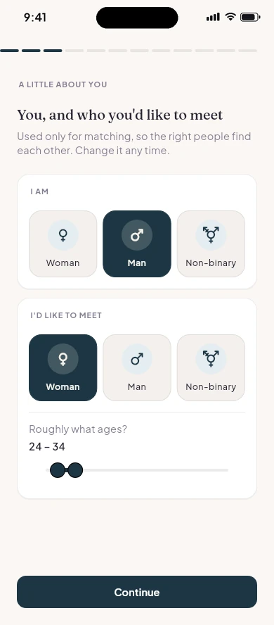 Onboarding: you, and who you'd like to meet.